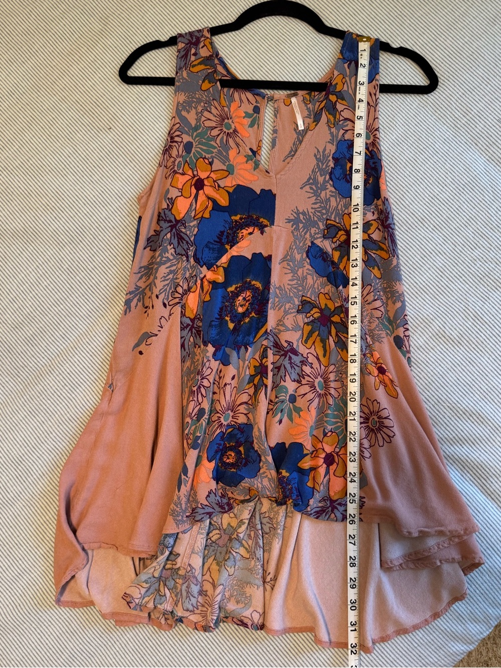 Free People Mauve Pink Tunic with Blue & Orange Floral Print - Picture 8 of 8